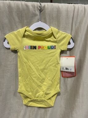 Target Yellow "¡Bien Proud!" Rainbow Letter Baby One-Piece Bodysuit